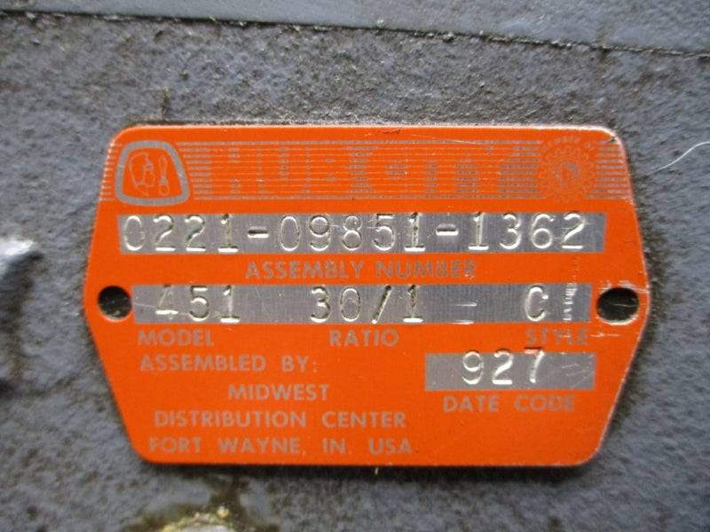 HUB CITY 0221-09851-1362 MODEL 451 UNMP