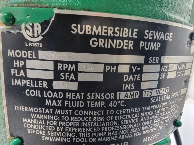 PENTAIR MYERS WG50H-43 115V 1A NSNP