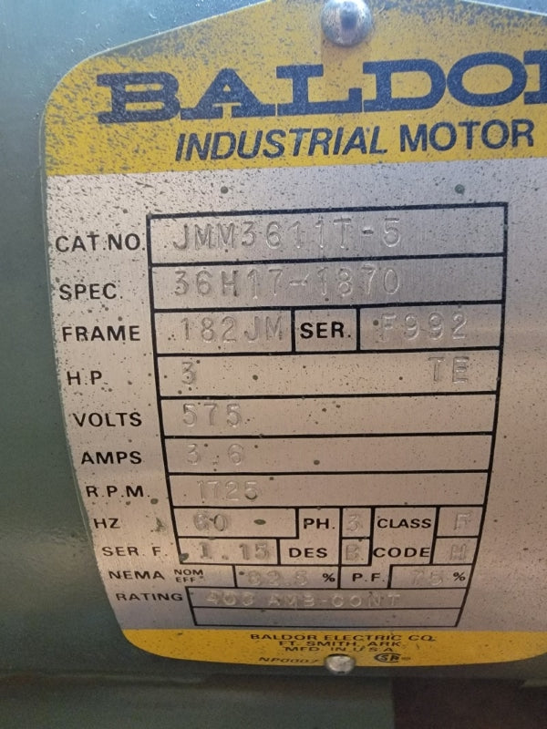 PEERLESS PUMP 830A W/ BALDOR JMM3611T-5 575V 3.6A NSMP