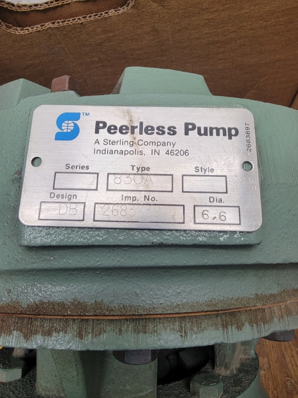 PEERLESS PUMP 830A W/ BALDOR JMM3611T-5 575V 3.6A NSMP