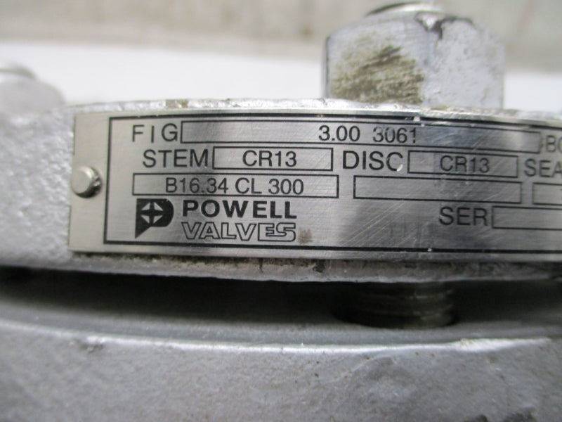 POWELL VALVES 3.00 3061 CR13 WCB B16.34CL300 740PSI 100'F NSNP
