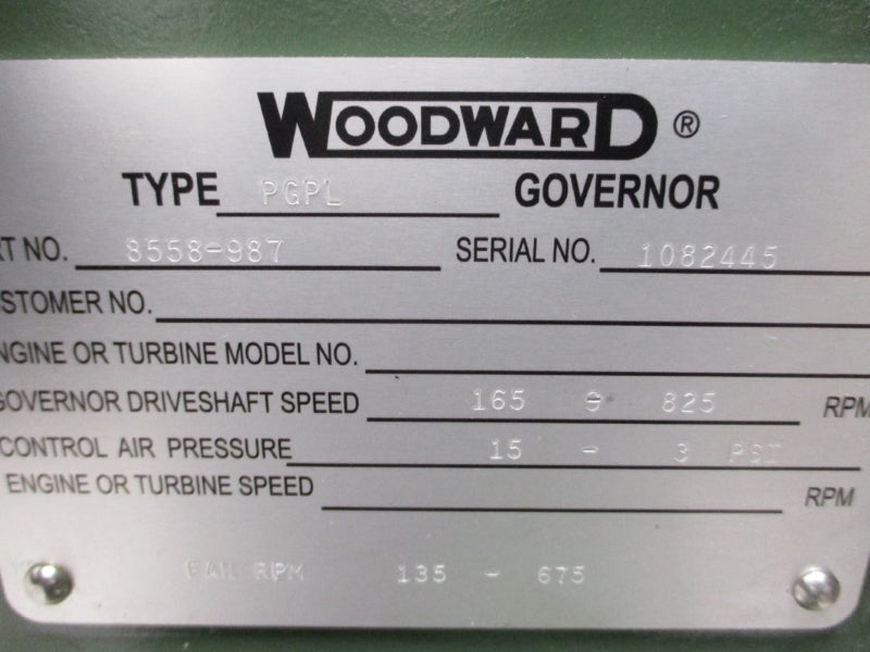 WOODWARD 8558-987 PGPL 15-3PSI NSNP