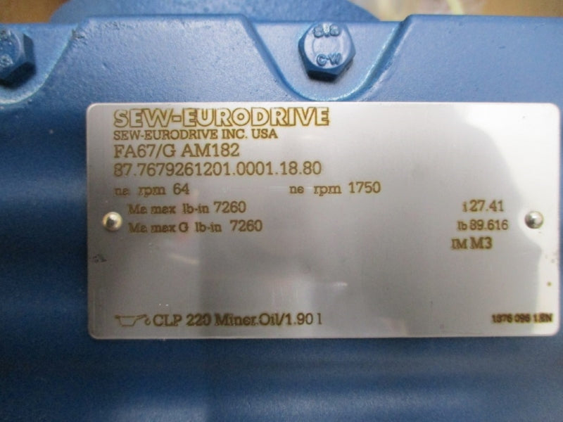 SEW-EURODRIVE FA67/GAM182 87.7679261201.0001.18.80 NSMP