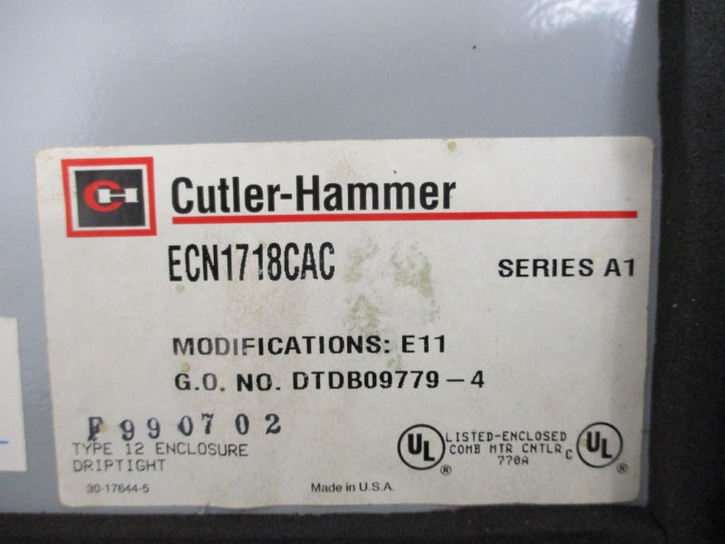 CUTLER HAMMER ECN1718CAC SER. A1 600V 30A NSNP