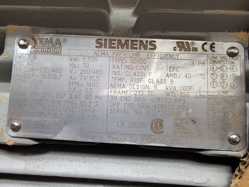 SIEMENS SD100 ILE23212AB114GA3 208-230/460V 21.5-19.5/9.7A NSMP
