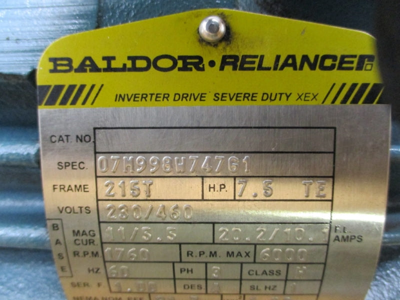 BALDOR 07M998W747G1 W/ STEARNS 87BK4000EQF 230/460V 11/5.5A NSMP