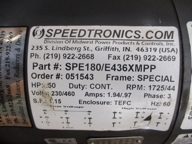 SPEEDTRONICS SPE180/E436XMPP 230/460V 1.94/.97A NSMP