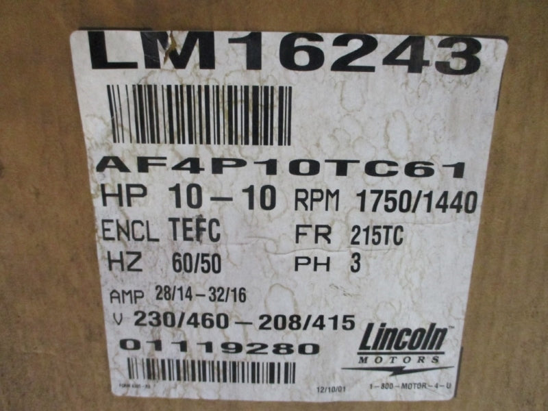LINCOLN MOTORS LM16243 230/460-208/415V 28/14-32/16A NSMP