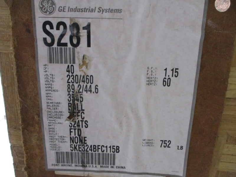 GENERAL ELECTRIC S281 5KE324BFC115B 230/460V 89.2/44.6A NSMP