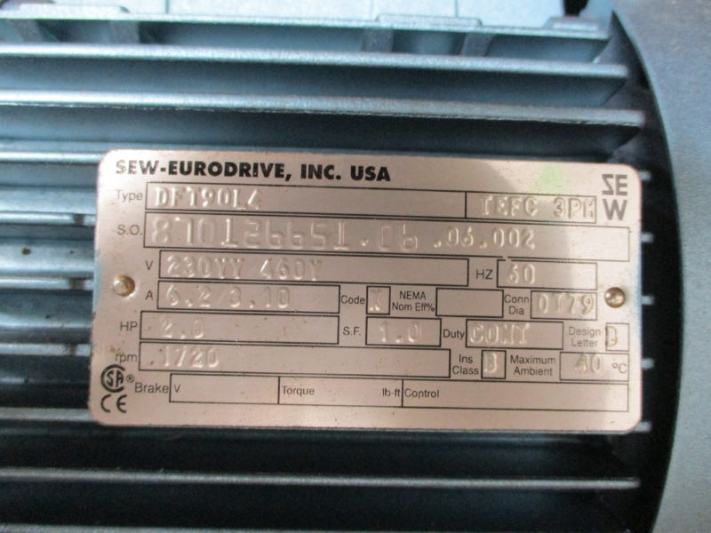 SEW-EURODRIVE FAF47DT90L4 230/460V 6.2/3.10A NSMP