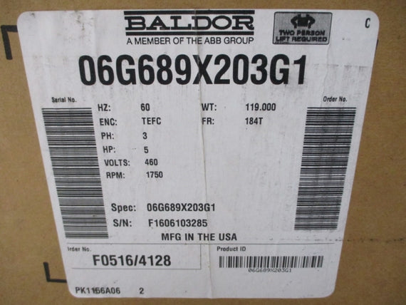 BALDOR 06G689X203G1 460V 6.6A NSMP