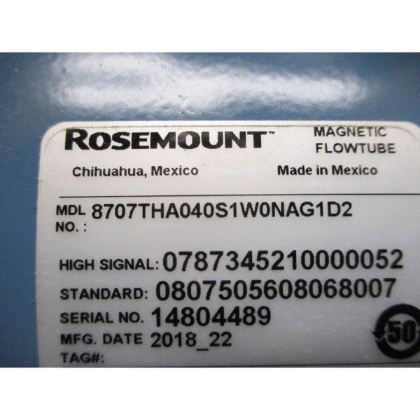 ROSEMOUNT 8707THA040S1W0NAG1D2 185VDC 5.0A 275PSI 350'F NSMP