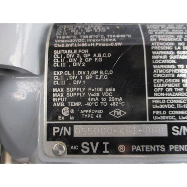 MASONEILAN 35-35212 055000-481-888 28VDC 100PSI -40'-+82'C NSNP