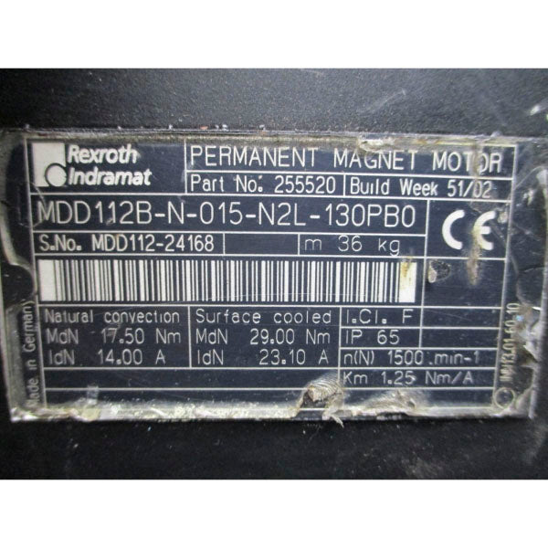 REXROTH INDRAMAT 255520 MDD112B-N-015-N2L-130PB0 14.00/23.10A (AS PICTURED) NSNP