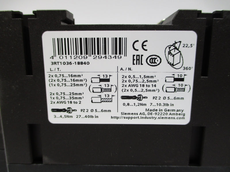 SIEMENS 3RT1036-1BB40 24VDC NSMP