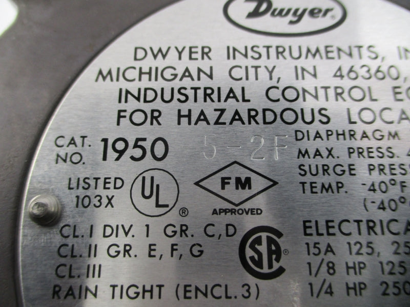 DWYER 1950-5-2F 480VAC 15A 10PSI NSNP