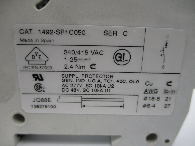 ALLEN BRADLEY 1492-SP1C050 SER. C 240/415VAC 5A NSNP