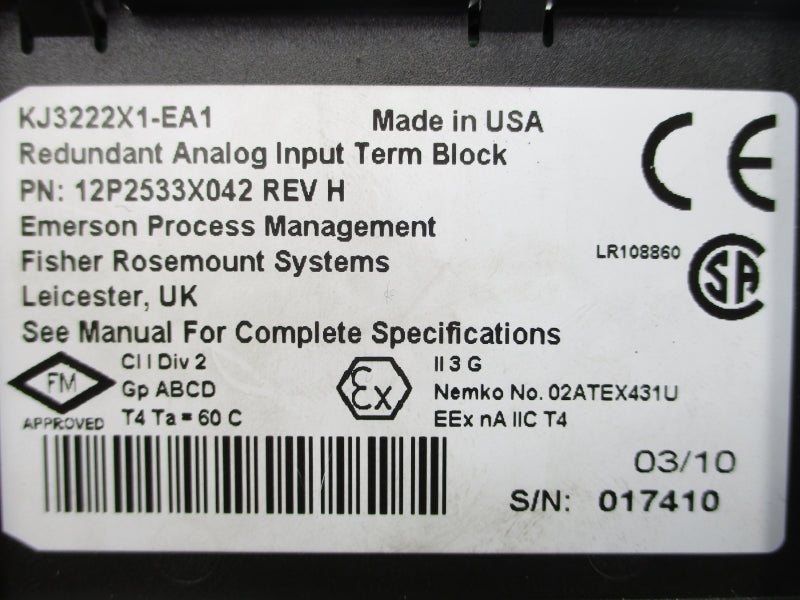 FISHER ROSEMOUNT 12P2533X042 KJ3222X1-EA1 NSNP