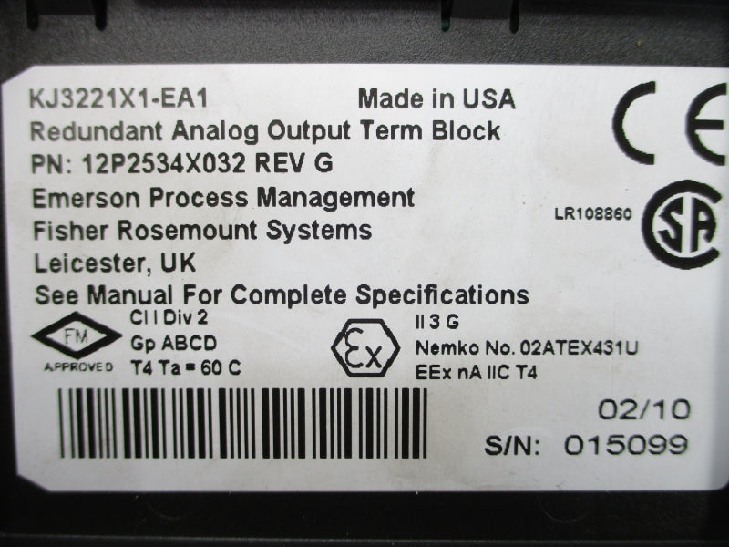 FISHER ROSEMOUNT 12P2534X032 KJ3221X1-EA1 NSNP