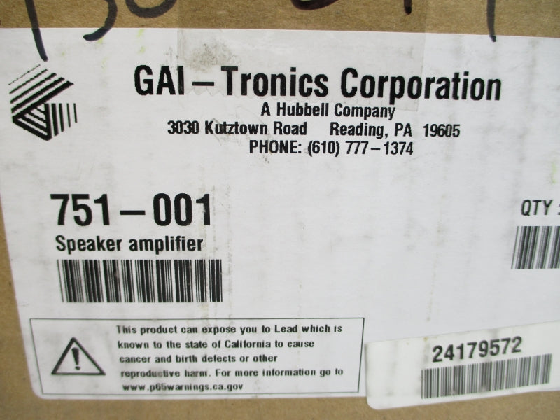 GAI-TRONICS 751-001 120VAC 0.46A NSMP