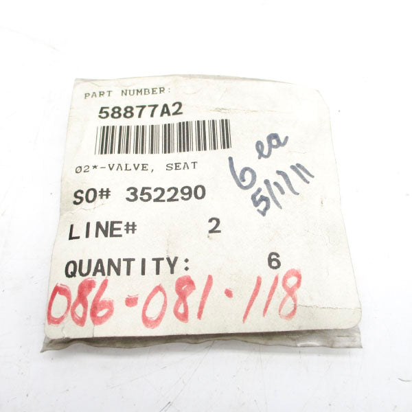 VALVE SEAT 58877A2 (PKG OF 6) NSMP