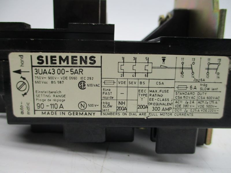 SIEMENS 3UA4300-5AR 90-110A NSNP