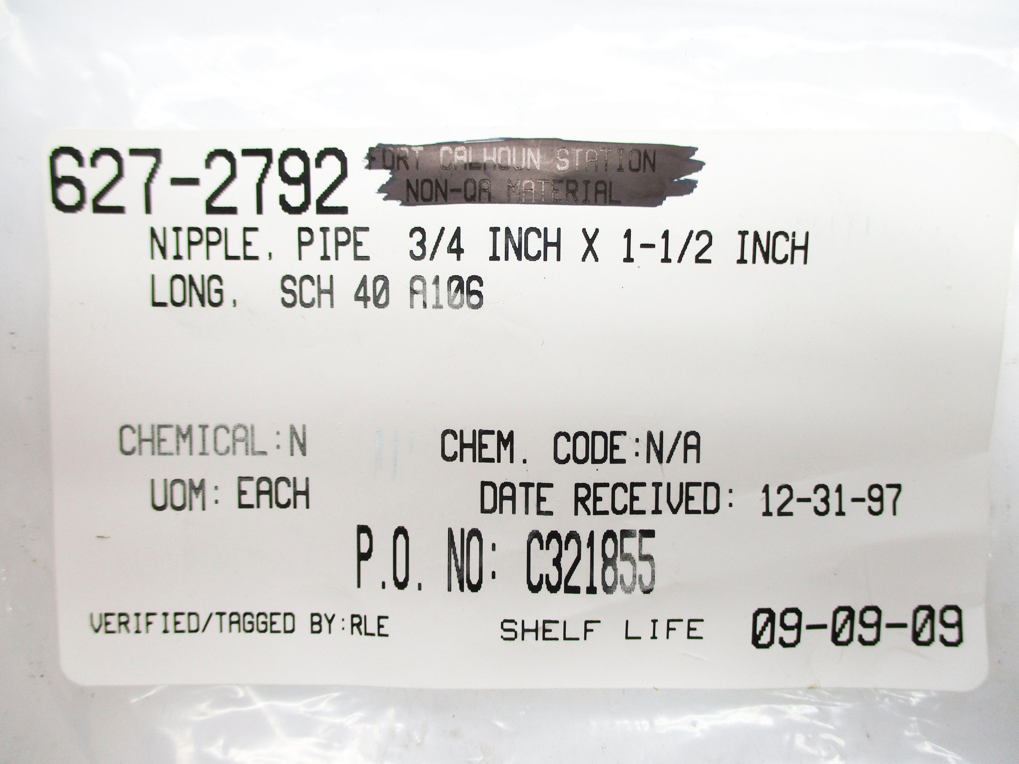 ASTM A-106 3/4" X 1-1/2" NSNP
