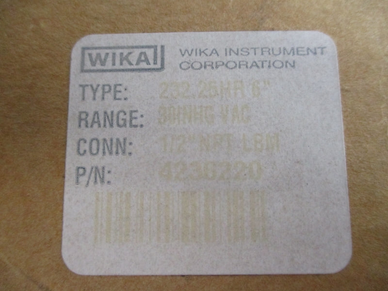 WIKA 4236220 30INHGVAC 1/2" NSMP