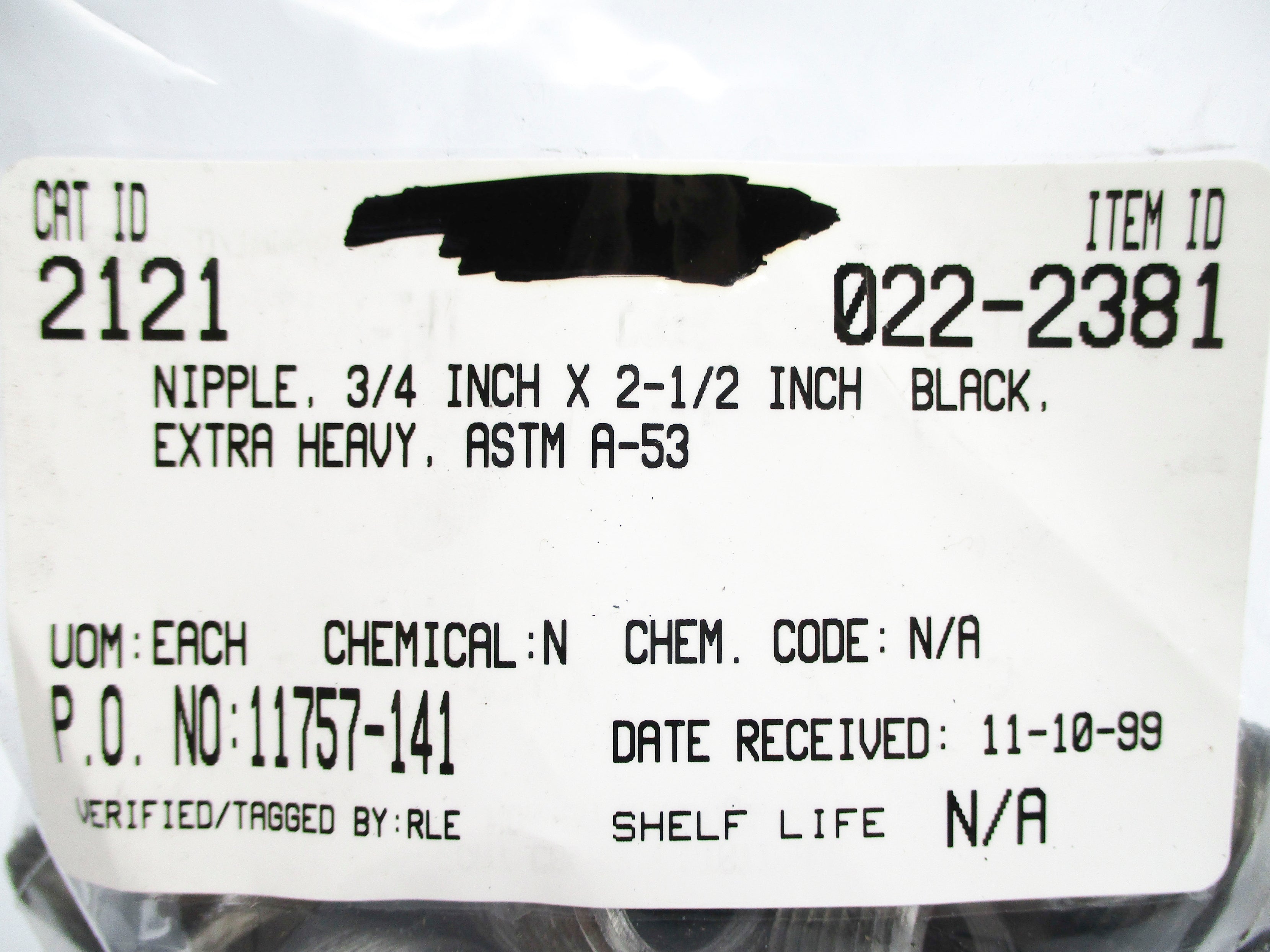 ASTM A-53 3/4" X 2-1/2" NSNP