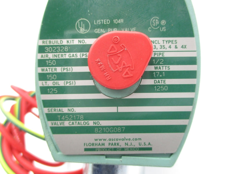 ASCO 8210G087 110/120V 125-150PSI 1/2" NSMP
