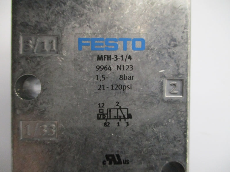 FESTO MFH-3-1/4 9964 21-120PSI NSMP