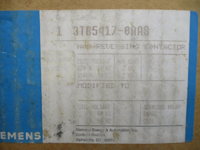 SIEMENS 3TB5417-0AA8 110/120V 250A NSMP