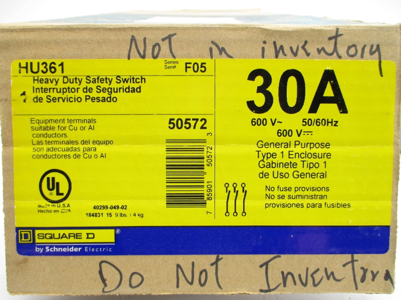 SQUARE D HU361 SER. F05 600V 30A NSMP