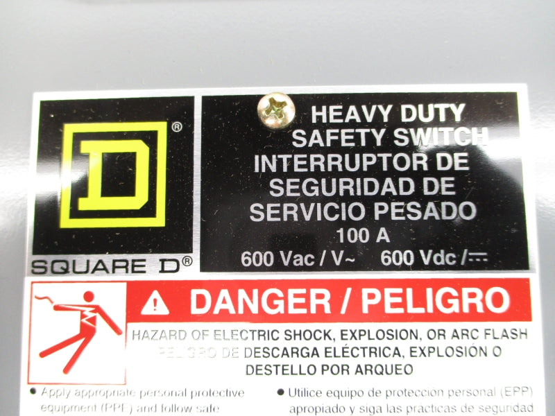 SQUARE D HU363AWKVWEI2 SER. F06 600VAC 100A NSMP