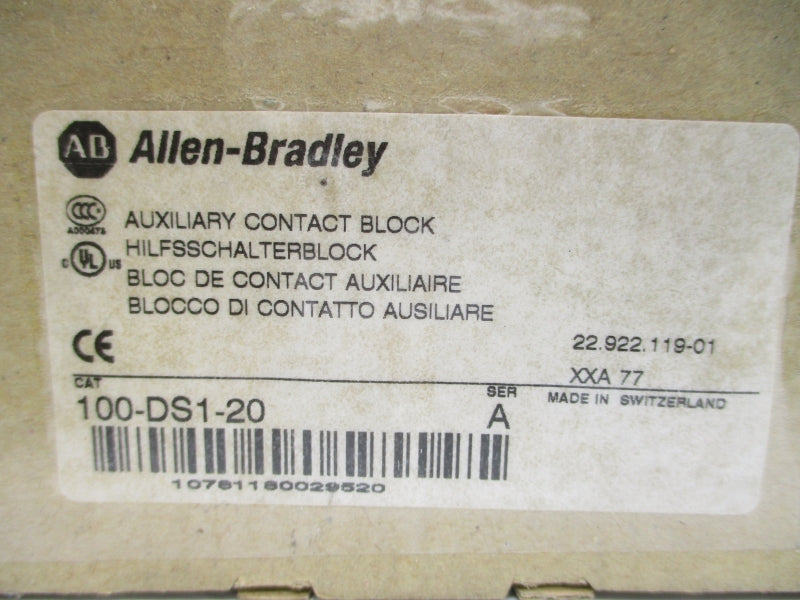 ALLEN BRADLEY 100-DS1-20 SER. A 690VAC 16A (BR/WH) NSMP