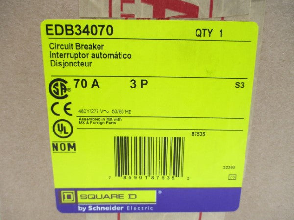 SQUARE D EDB34070 SER. 3 480V, 70A NSFS