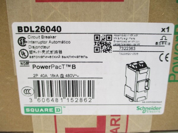SCHNEIDER ELECTRIC BDL26040 480V 40A NSFS