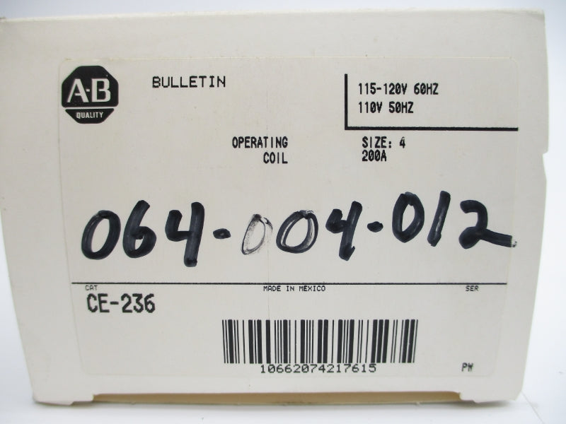 ALLEN BRADLEY CE-236 110/115-120V 200A (WH) NSMP