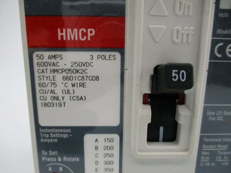 EATON HMCP050K2 6601C86G08 SER. C 600VAC 50A (GREY) NSMP