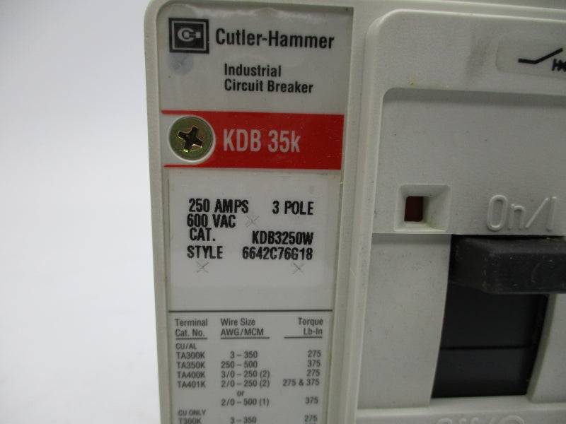 CUTLER HAMMER KDB3250W SER. C 600VAC 250A NSMP