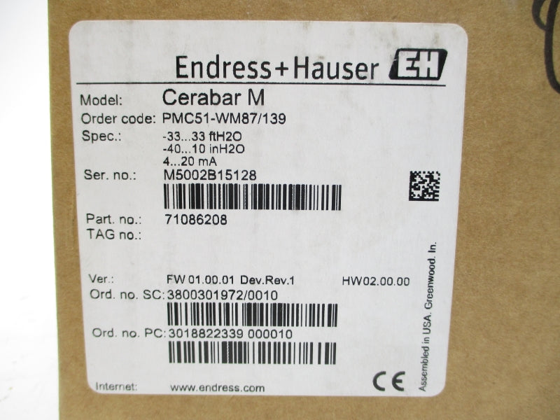 ENDRESS+HAUSER PMC51-AA12ID1HGJRKJA PMC51-WM87/139 11.5-45VDC NSMP