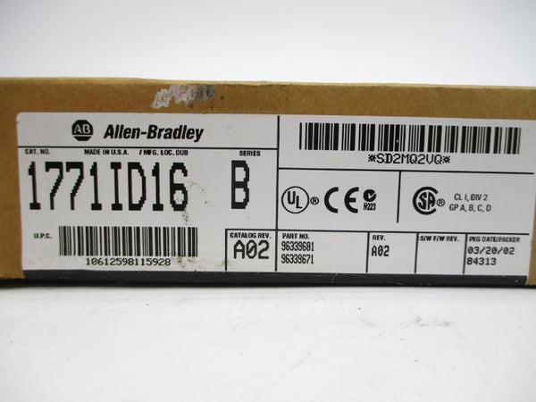 ALLEN BRADLEY 1771-ID16 SER. B DATE: 2002 NSFS
