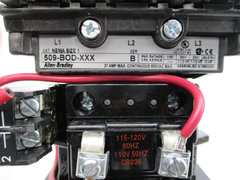 ALLEN BRADLEY 509-BOD-XXX SER. B 110/115-120V 27A (BR/WH) NSMP