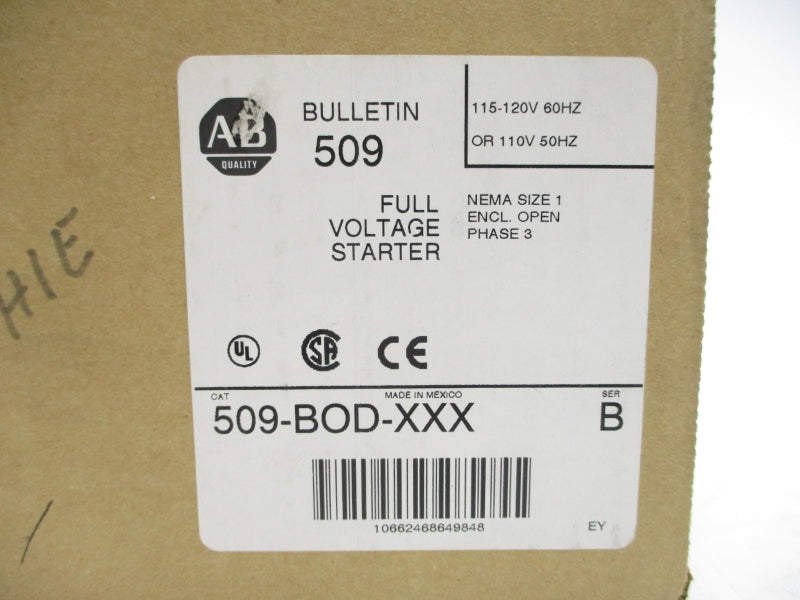 ALLEN BRADLEY 509-BOD-XXX SER. B 110/115-120V 27A (BR/WH) NSMP