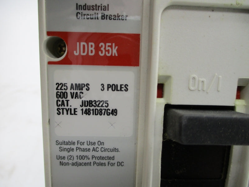 CUTLER HAMMER JDB3225 SER. C 600VAC 225A NSMP