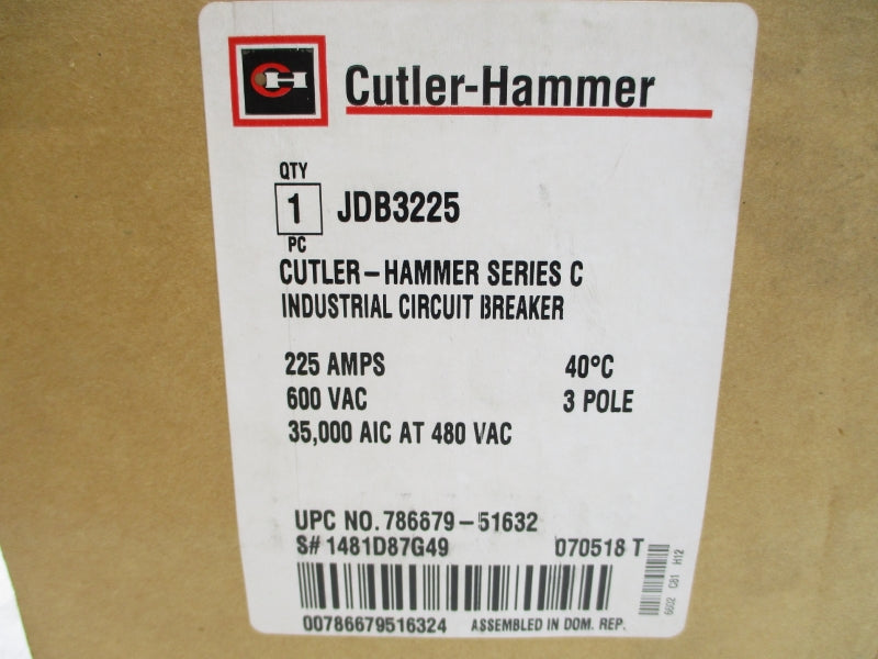 CUTLER HAMMER JDB3225 SER. C 600VAC 225A NSMP
