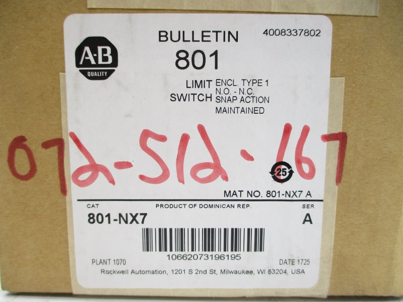 INDUSTRIAL SPARE PART 801-NX7 SER. A (BR/WH) NSFS