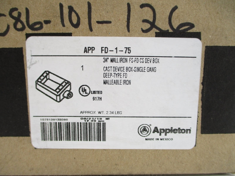 APPLETON FD-1-75 3/4" NSMP