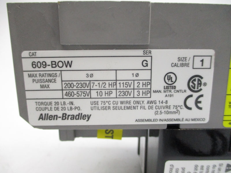 ALLEN BRADLEY 609-BOW SER. G 460-575V (BR/WH) NSMP