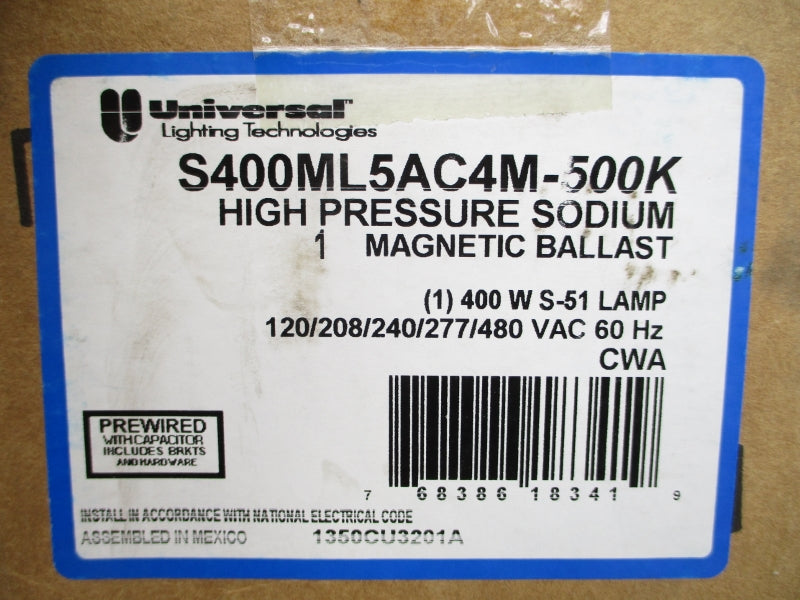 UNIVERSAL LIGHTING TECHNOLOGIES S400ML5AC4M-500K 480VAC 4.00A NSMP